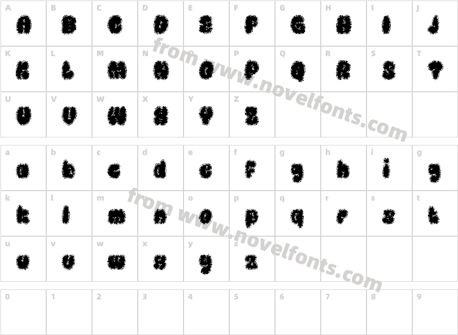 Calley Unfocus Demo RegularCharacter Map