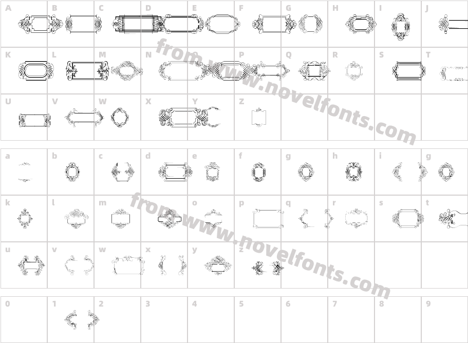 Calligraphic Frames SoftCharacter Map