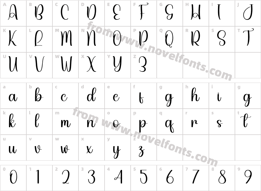 Calligraphy RegularCharacter Map