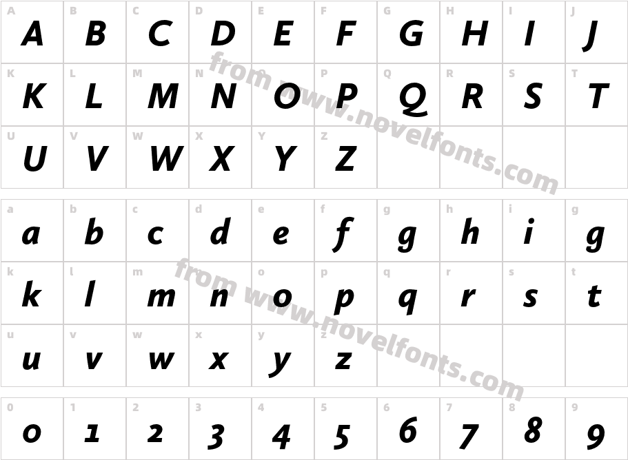 Calluna Sans Black ItalicCharacter Map