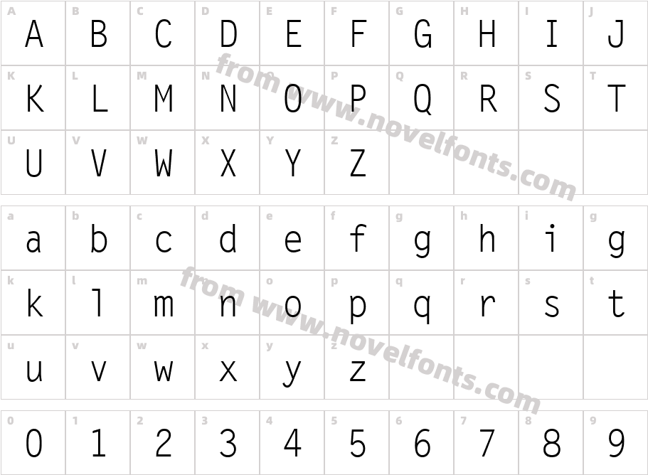 Letter Gothic MTCharacter Map