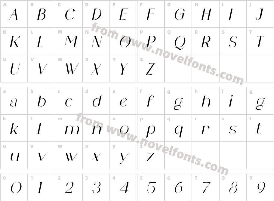 Camelia ItalicCharacter Map