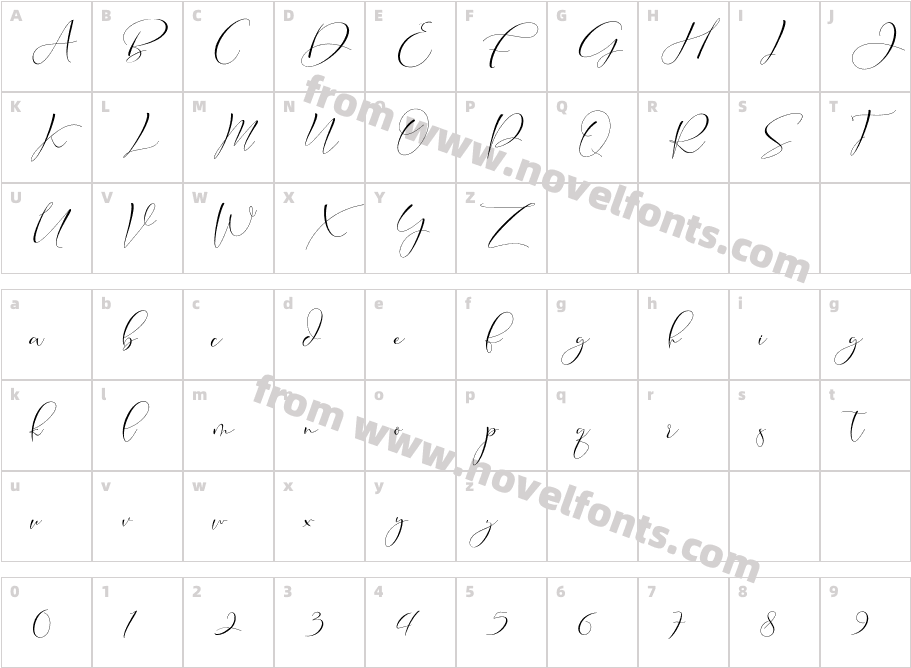 Camelia Stark ScriptCharacter Map