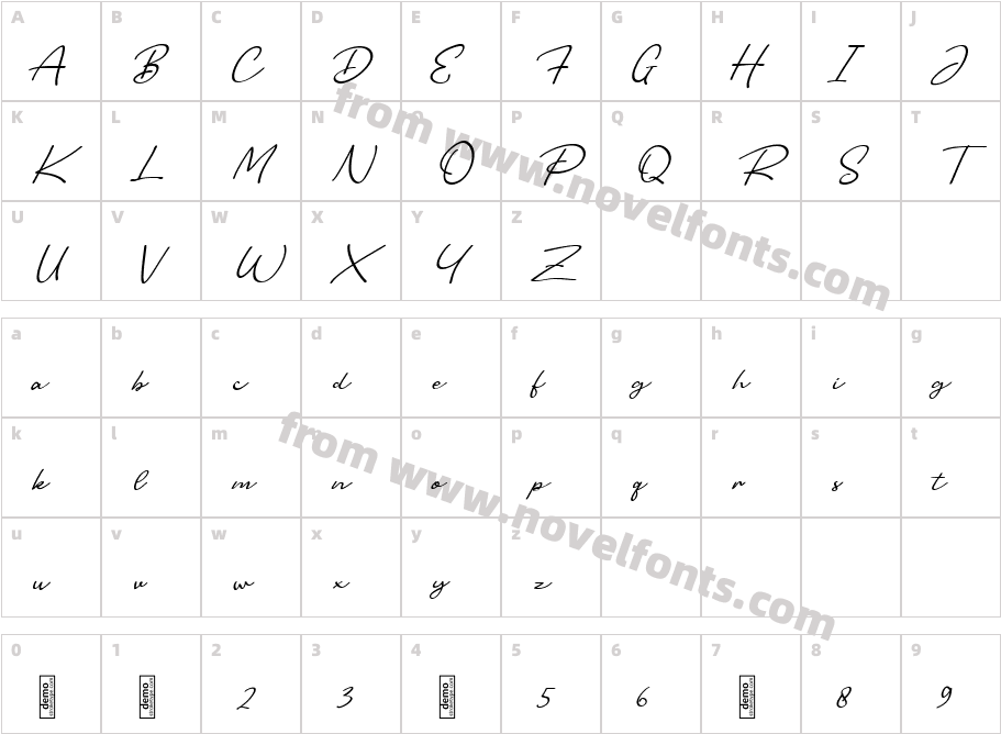 Camishia RegularCharacter Map