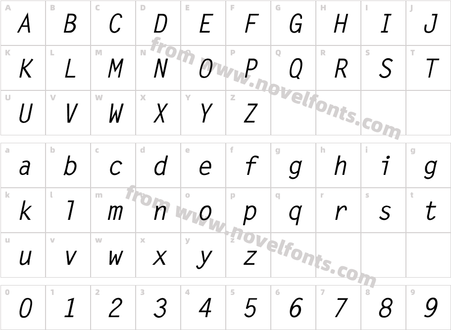 LetterGothic-BoldItalicCharacter Map