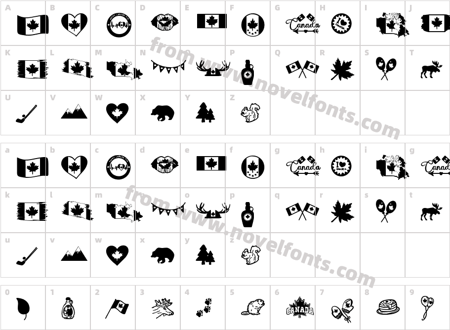 Canada Day RegularCharacter Map