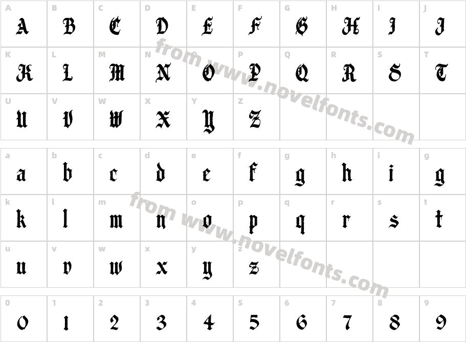 Candelabra RegularCharacter Map