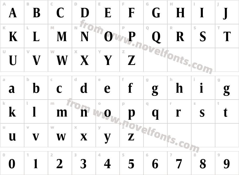 Candide Condensed BoldCharacter Map