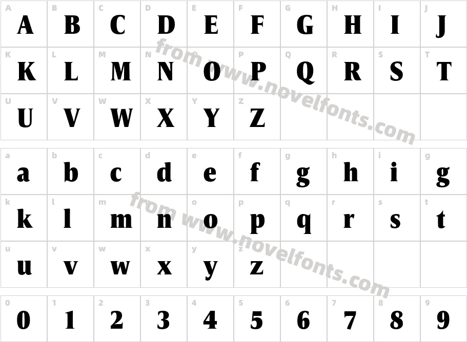 Candide Condensed HeavyCharacter Map