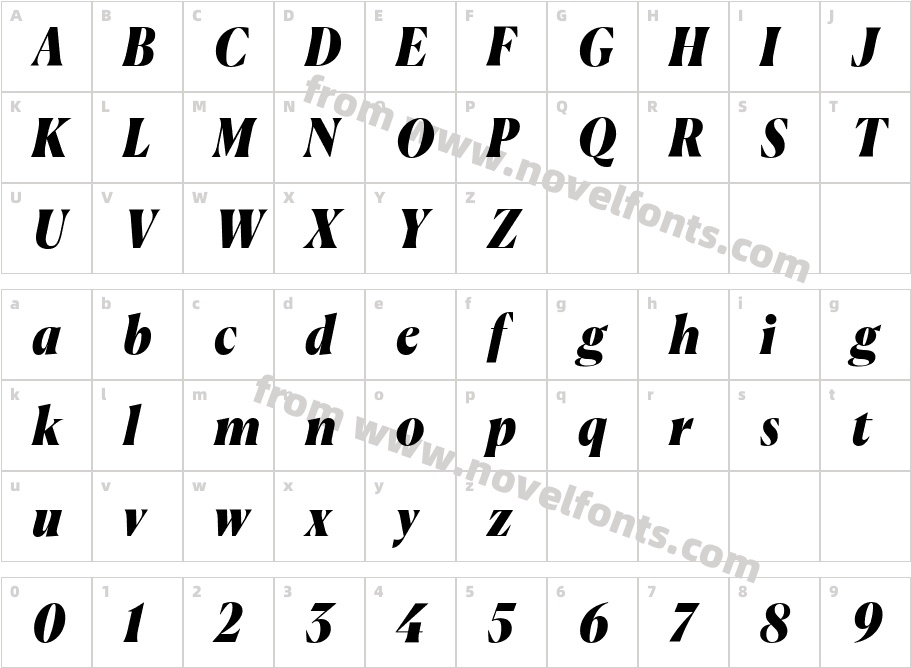 Canela Black ItalicCharacter Map
