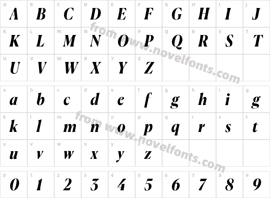 Canela Bold ItalicCharacter Map
