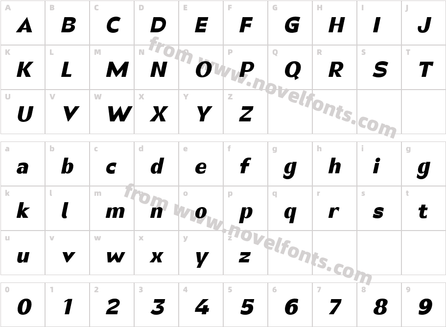 Canosa Black ItalicCharacter Map