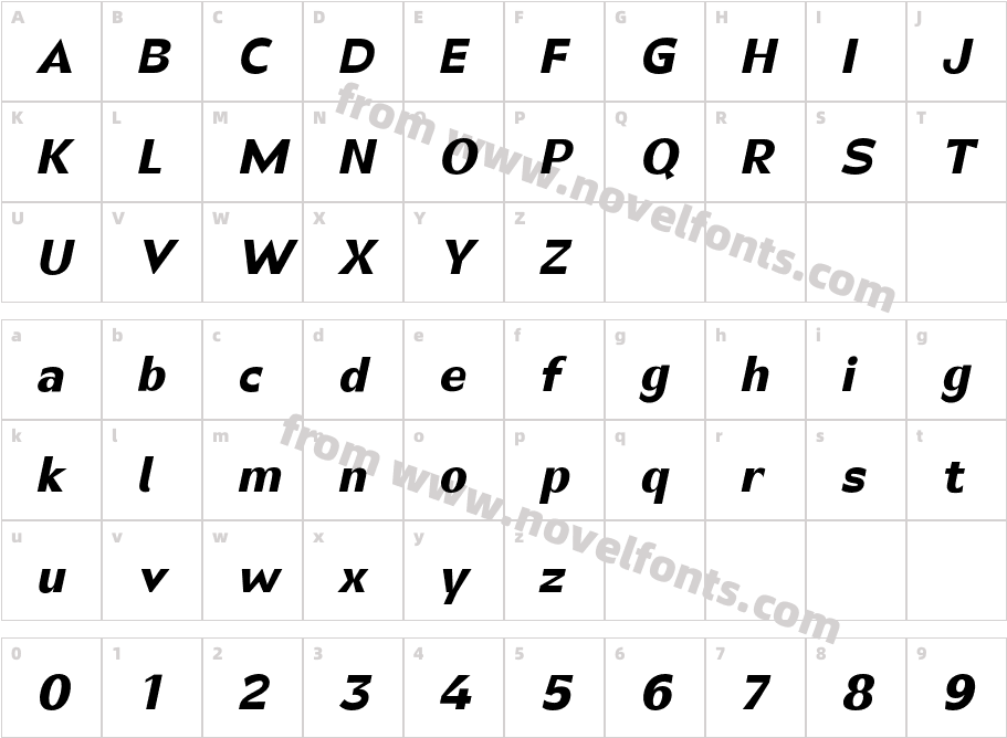 Canosa Extra Bold ItalicCharacter Map