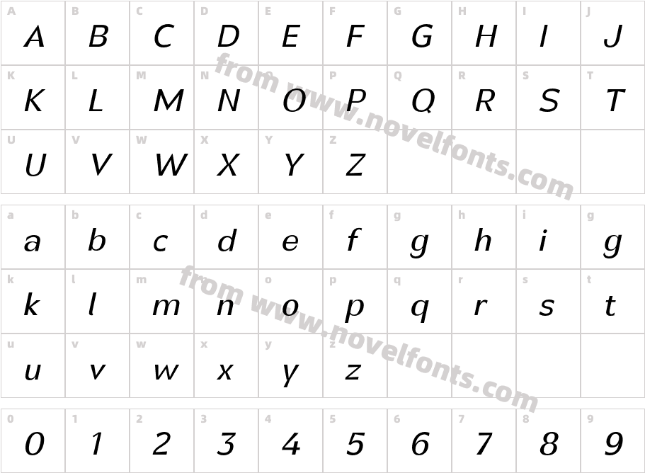 Canosa ItalicCharacter Map