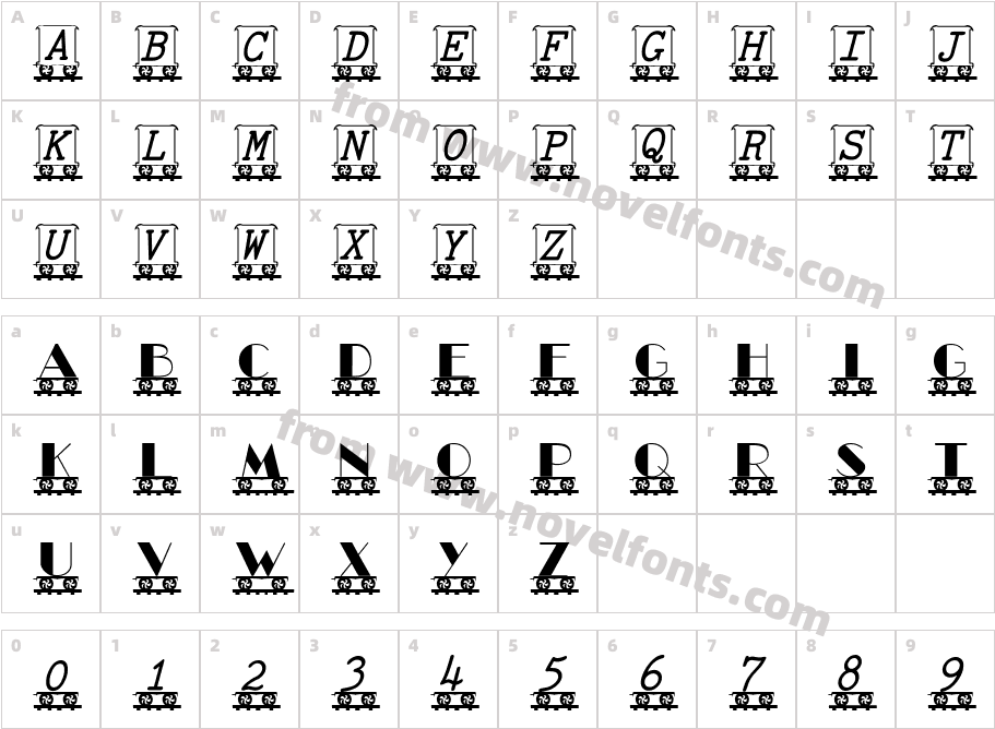 LetterTrain ItalicCharacter Map