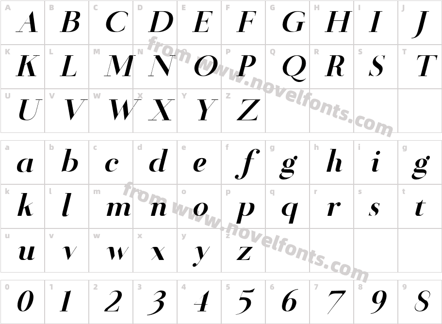 Cantiqe ItalicCharacter Map
