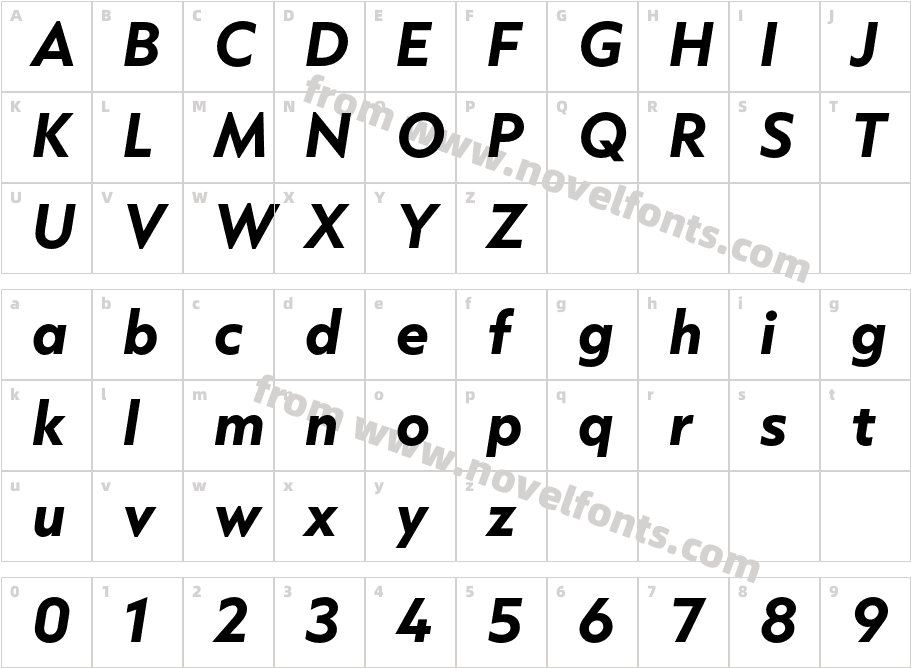 Capitana Bold ItalicCharacter Map