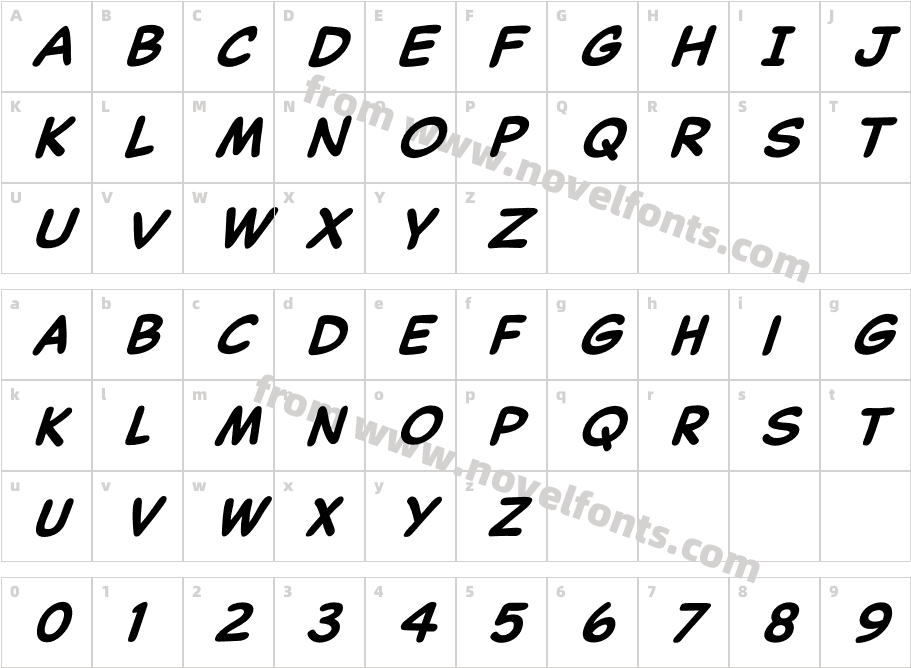 Captain Comic Bold ItalicCharacter Map