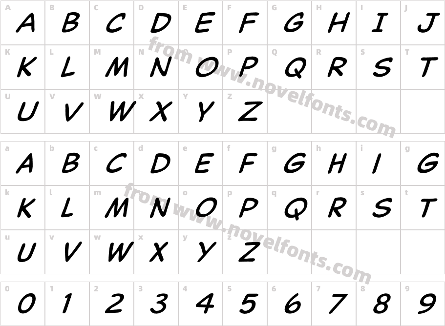 Captain Comic ItalicCharacter Map