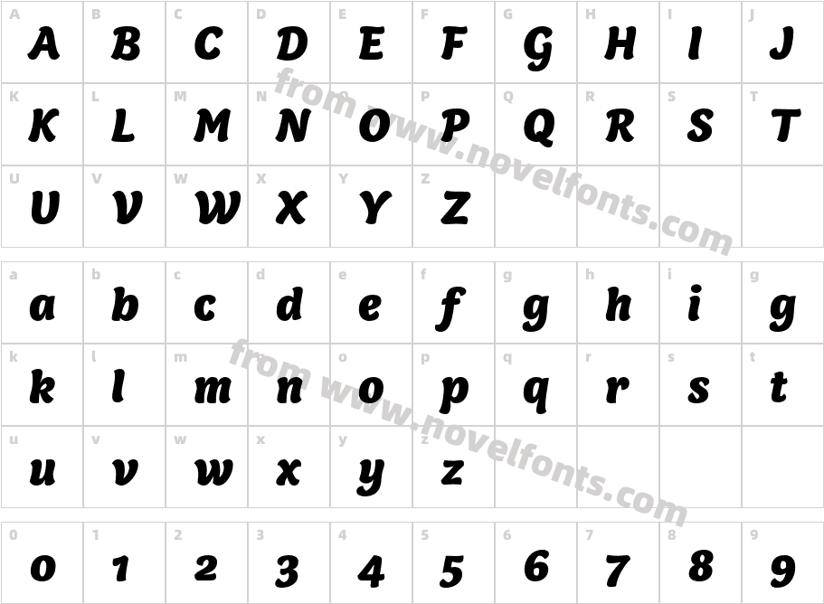 Capucine Basic Black ItalicCharacter Map