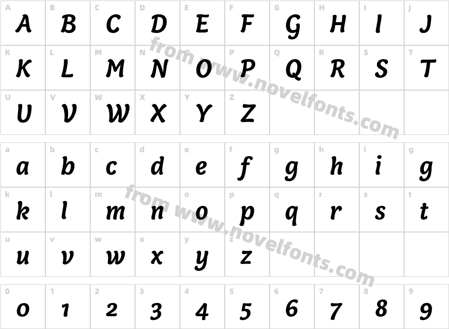 Capucine Basic Bold ItalicCharacter Map