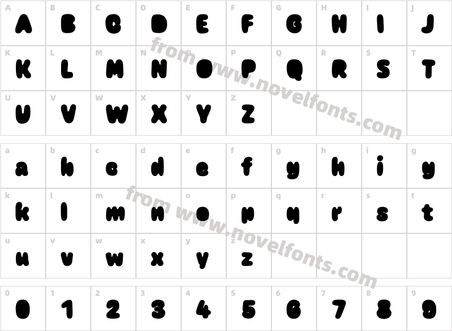Caraque Black MeltedCharacter Map