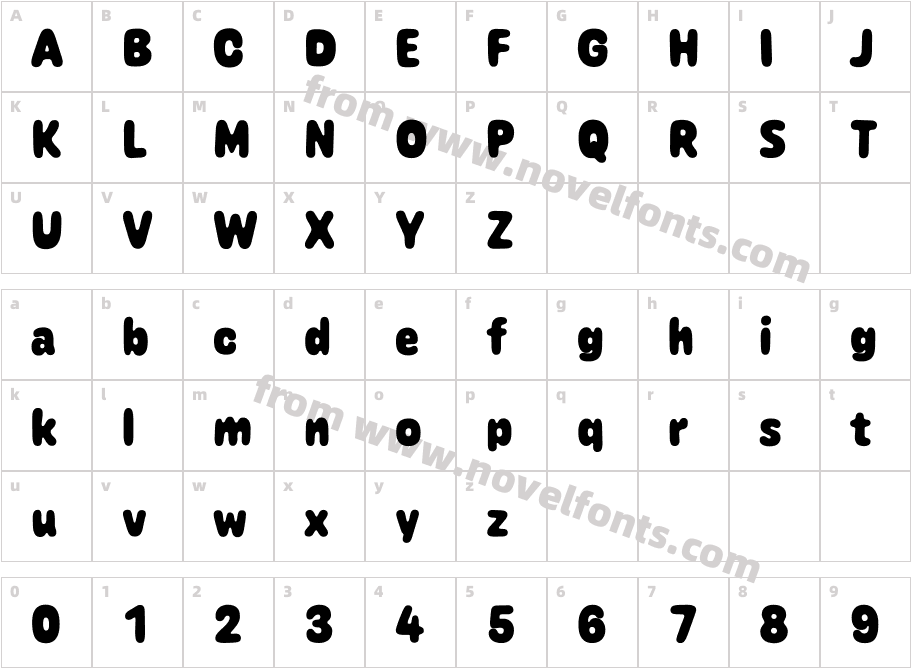 Caraque Bold MeltedCharacter Map