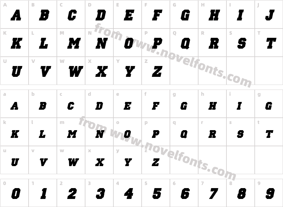 LettermanSolid ItalicCharacter Map