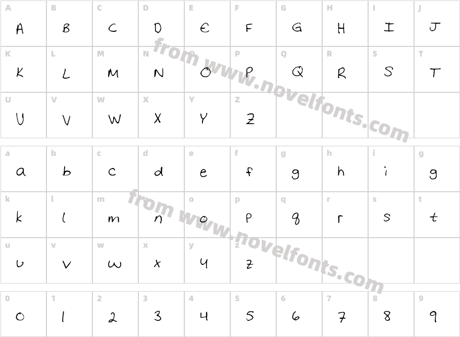 Letters From Home MediumCharacter Map