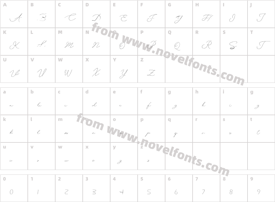 Carlofe Script RegularCharacter Map