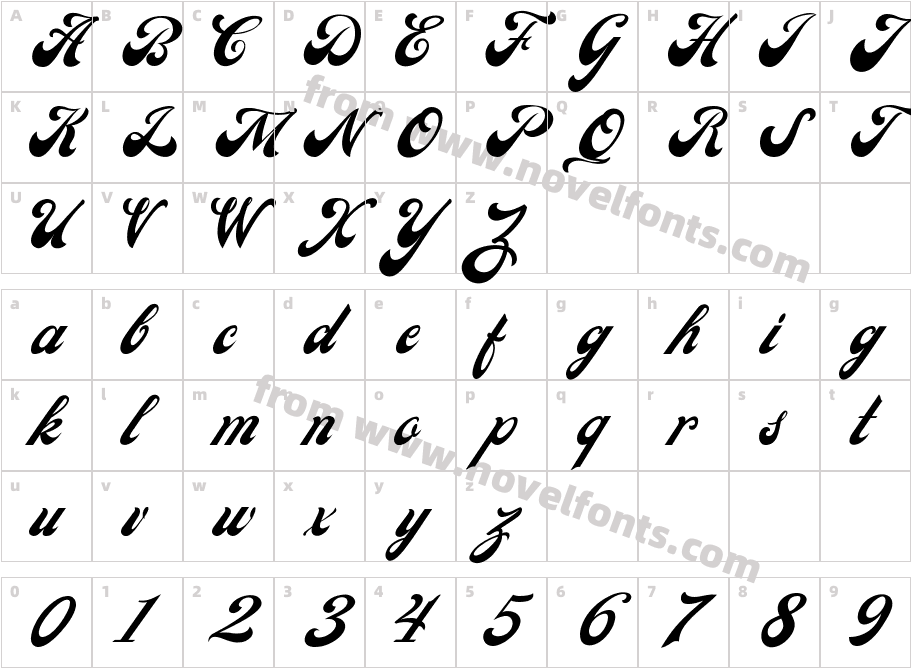Carlsonscript RegularCharacter Map