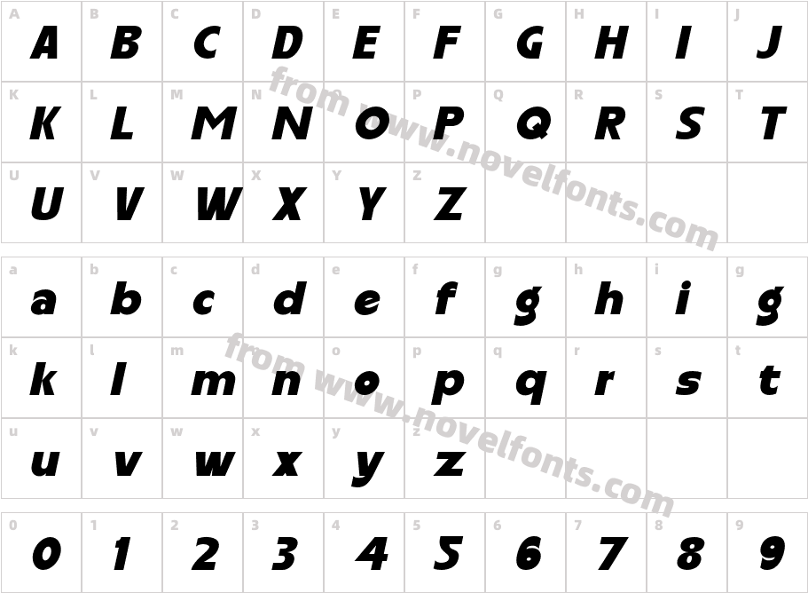 Carltine Black ItalicCharacter Map