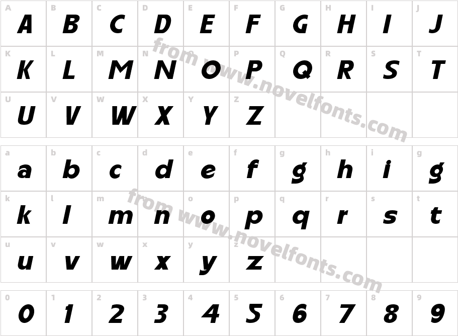 Carltine Extra Bold ItalicCharacter Map
