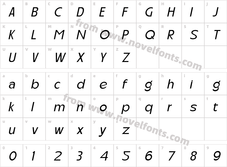 Carltine ItalicCharacter Map