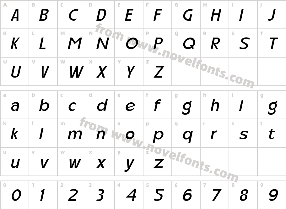 Carltine Medium ItalicCharacter Map