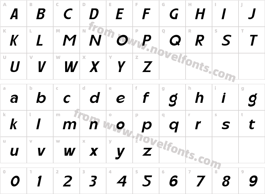 Carltine Semibold ItalicCharacter Map
