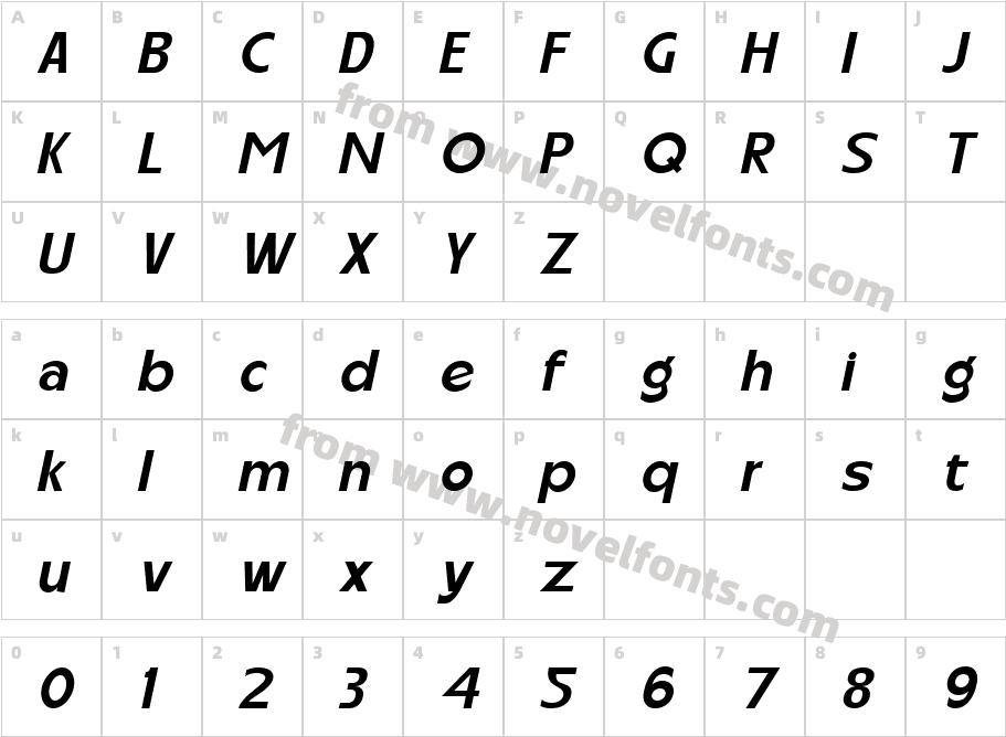 Carltine Semibold ItalicCharacter Map