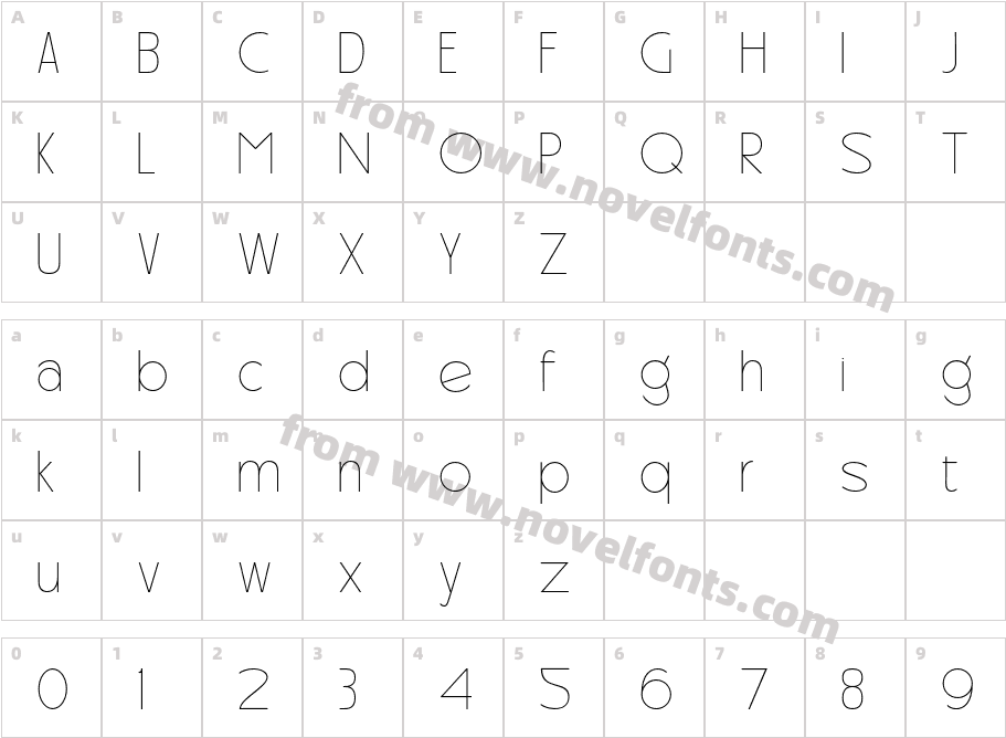 Carltine ThinCharacter Map