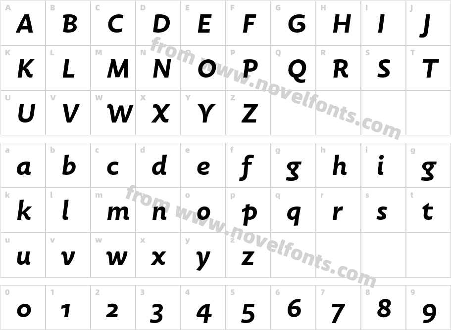 Carolineale Bold ItalicCharacter Map
