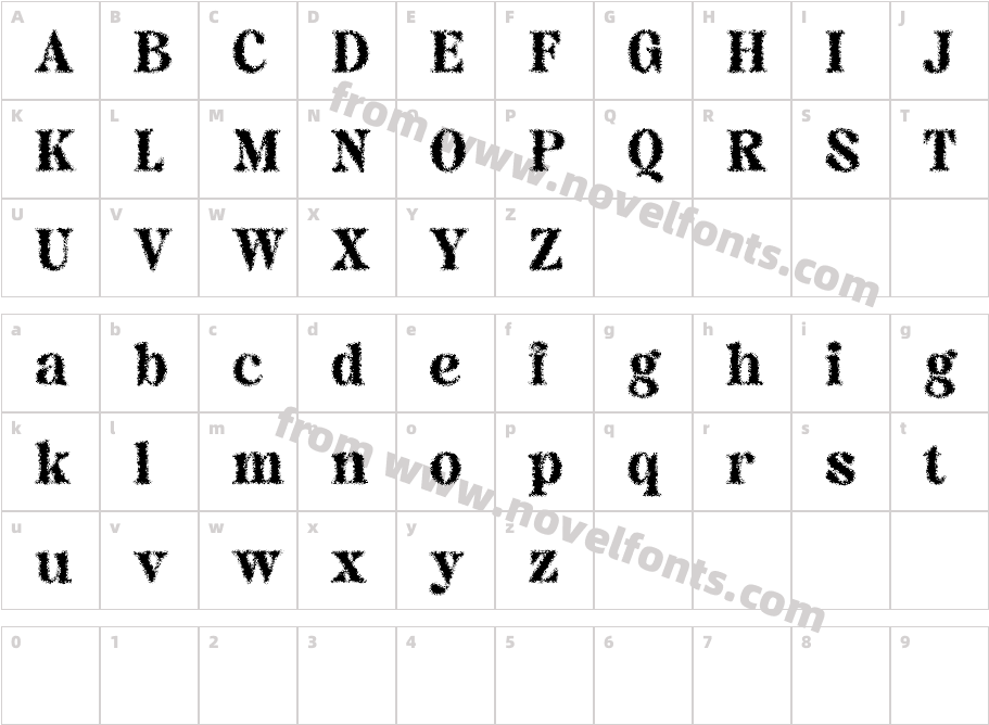 Castio Unfocus Demo RegularCharacter Map