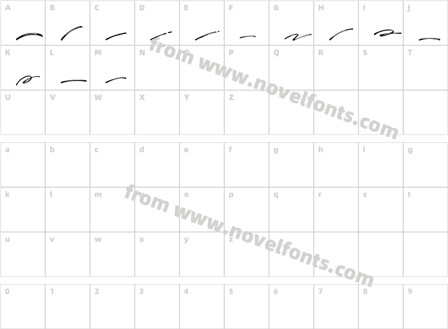 Casual Brush SwashCharacter Map