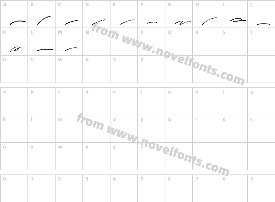 Casual Brush SwashCharacter Map