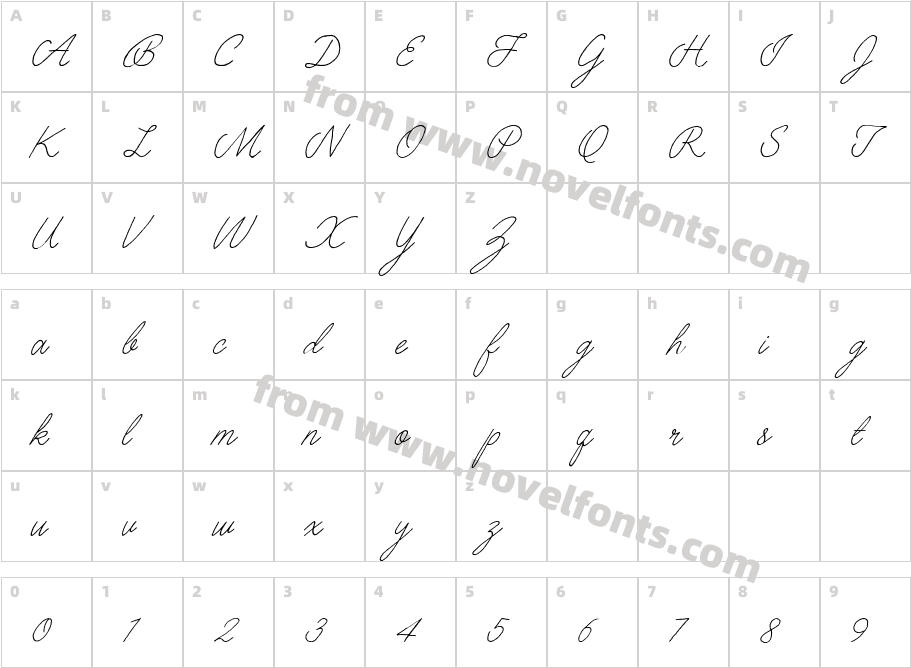 Casual Line ScriptCharacter Map