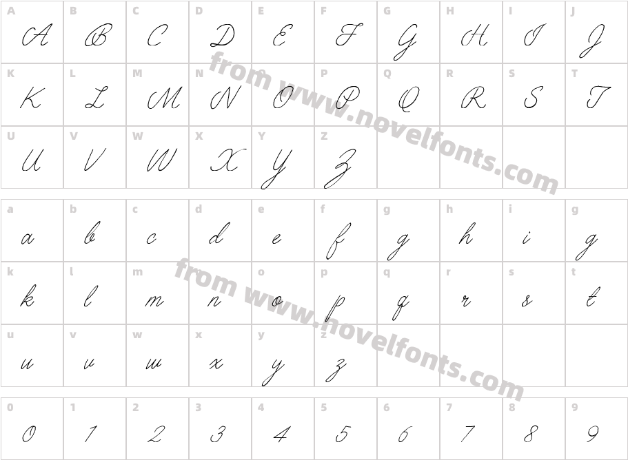 Casual Line ScriptCharacter Map