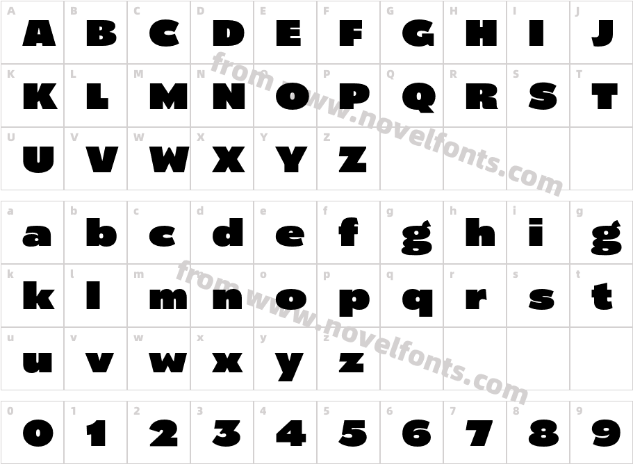Catalpa UltrablackCharacter Map