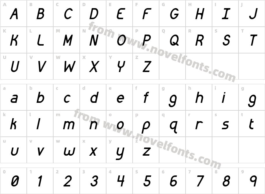 Catenary ItalicCharacter Map
