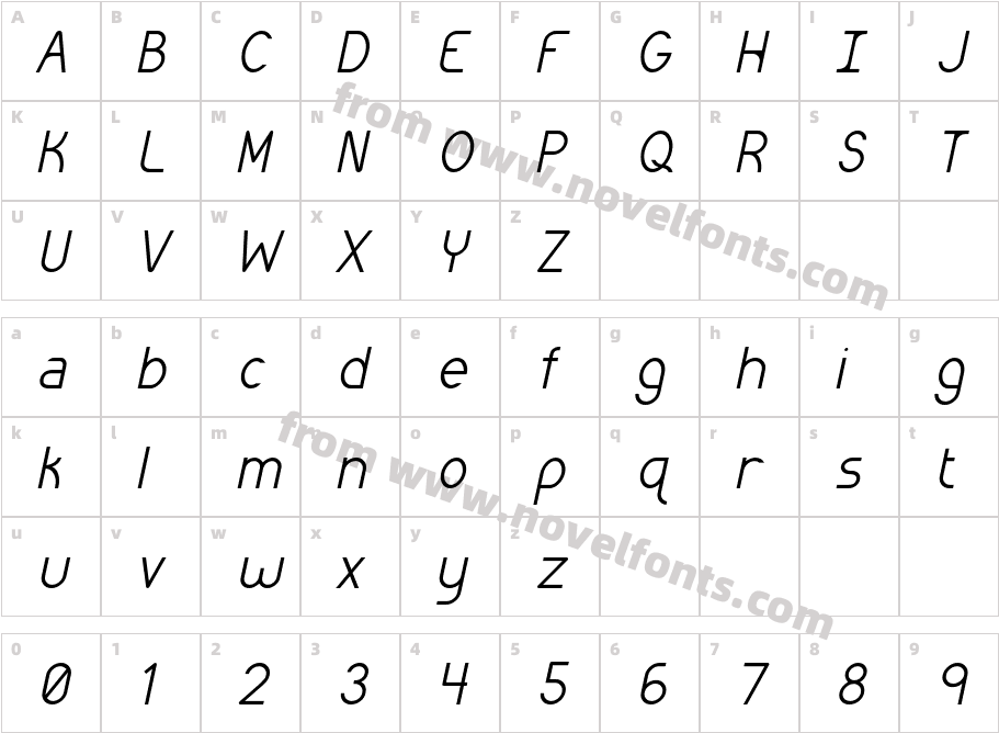 Catenary Light ItalicCharacter Map