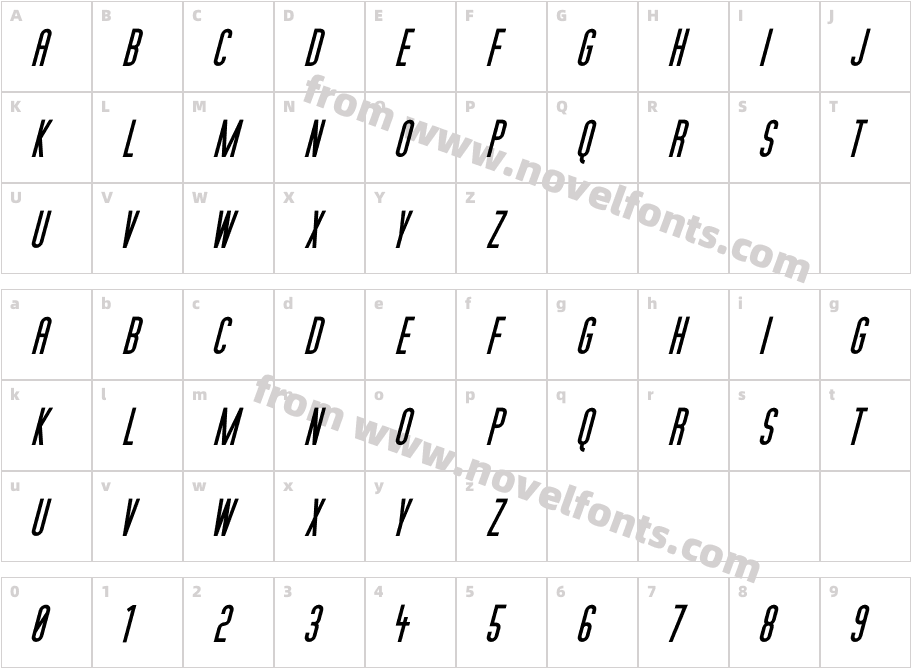 Cedar Ridge ItalicCharacter Map