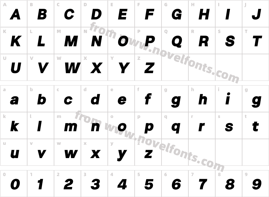 Celex Grotesk Black ItalicCharacter Map