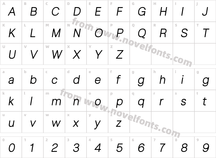 Celex Grotesk Book ItalicCharacter Map